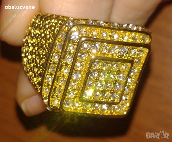 Мъжки пръстен в злато и диаманти Скуеър, снимка 1