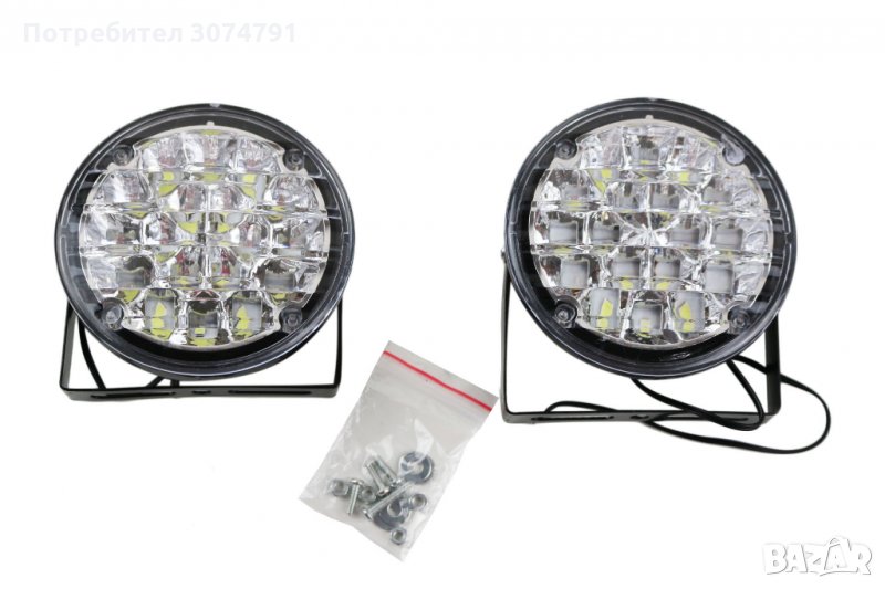 2 бр. Комплект 18 SMD LED DRL 12V Е4 Дневни Светлини Халогени Диодни, снимка 1