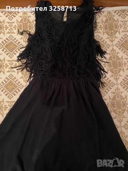 Черна рокля с ресни, снимка 1