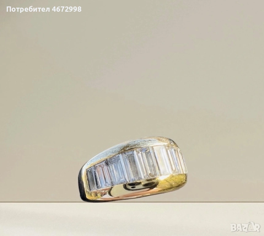 Пръстен със диаманти 2.2 к. И 18к злато, снимка 1