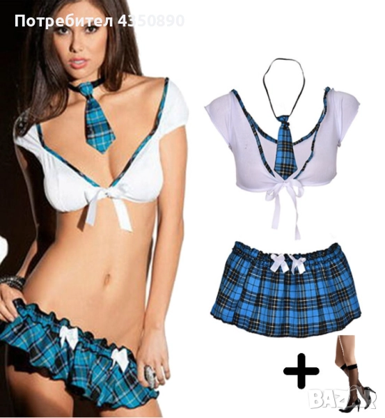 Еротично бельо секси комплект на палава ученичка от 4 части - Код: K918, снимка 1