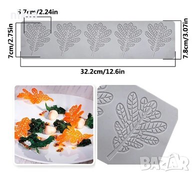 5 листа листо есенно жълъд дантела силиконов килим молд форма украса торта с фондан шоколад гъмпейст, снимка 1