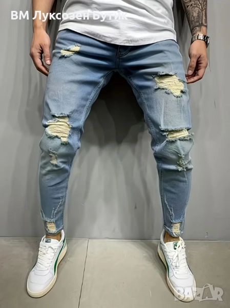 👖 Мъжки Сини Луксозни Дънки – Стил за Истински Мъж, снимка 1
