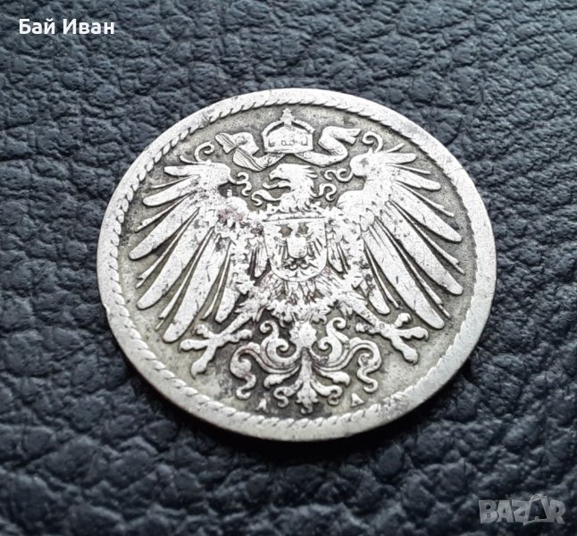 Стара монета 5 пфенига 1893 г.буква А -  Германия- рядка , 131 годишна !, снимка 1