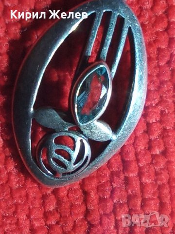 СРЕБЪРЕН АРТ МЕДАЛЬОН със САПФИР АНГЛИЯ СРЕБРО 925 и ПЕЧАТИ за КАМЪКА СКЪПОЦЕНЕН ПЕНДАНТ БИЖУ 25148, снимка 2 - Колиета, медальони, синджири - 34632532