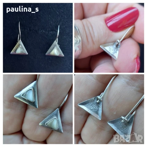 Два различни чифта / Винтидж / Сребърни обеци с бяло котешко око и лунен камък / проба 925 на СБХ, снимка 9 - Обеци - 32540701