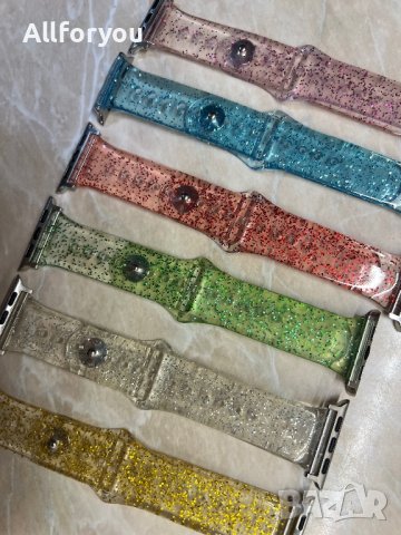 Лъскави брокат Каишки за Apple iWatch 3,4,5,6,SE, 7 Series - 38,40,41,42,44, 45,49 мм  ‼️‼️‼️, снимка 2 - Каишки за часовници - 43824366