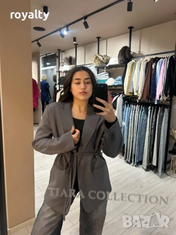 Сиво Дамско Сако , снимка 2 - Сака - 52885019