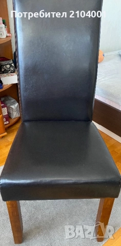 Трапезен стол BAKKELY кожен тъмнокафяв 4 броя