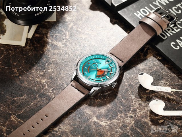 Мъжки часовник 012, с дата, кожена каишка, снимка 2 - Мъжки - 27655061