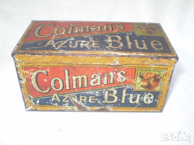 Антикварна тенекиена кутия Colmans Azure Blue 