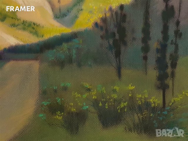 Данаил Игнатов Голям Пейзаж 1999 година с маслен пастел, снимка 4 - Картини - 43501351