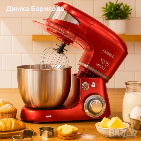 Многофункционален планетарен миксер с иноксова купа 5.5L Royalty Line RL-PKM1600, снимка 5 - Миксери - 51689892
