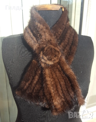 плетен шал естествен косъм норка визон