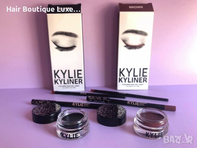 5 ЛЕВА ‼️ Комплект 3в1 на KYLIE ™️  Молив + гел + четка ✔️ Черен цвят 🖤 , снимка 4 - Декоративна козметика - 38762705