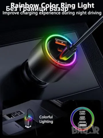 Ново USB C зарядно за кола 175W PD 100W бързо зареждане за iPhone и лаптопи, снимка 9 - Друга електроника - 48003661