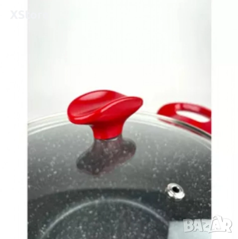 Тенджера Voltz, 3.4л./9.5л., Дълбока, Мраморно покритие, Индукция, Червен, снимка 2 - Съдове за готвене - 52507292