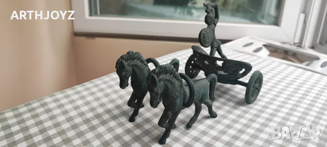 МЕТАЛНА СТАТУЕТКА РИМСКА КОЛЕСНИЦА, снимка 2 - Статуетки - 47929566