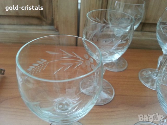 Ретро кристални чаши   гравирани, снимка 6 - Антикварни и старинни предмети - 33682468