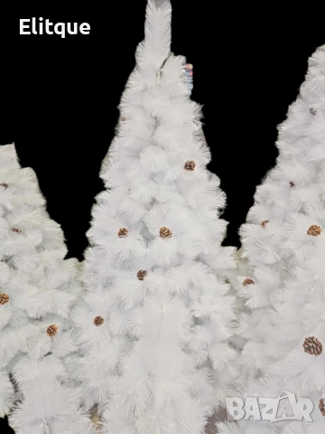 Коледна Снежно бяла или зелена елха с шишарки + пласмасова стойка ТОП ПРЕДЛОЖЕНИЕ, снимка 5 - Декорация за дома - 52495394
