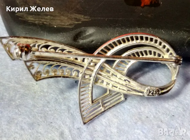ПРЕКРАСНА НЕЖНА АЖУРНА СРЕБЪРНА АР НУВО СТИЛ БРОШКА СРЕБРО 925 Стара РЪЧНА РЕТРО ИЗРАБОТКА 40794, снимка 2 - Антикварни и старинни предмети - 48468002