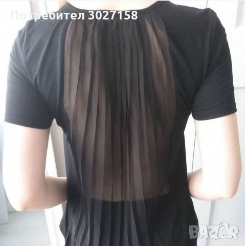 Черна тениска с ефектен гръб плисе, снимка 2 - Тениски - 32478733