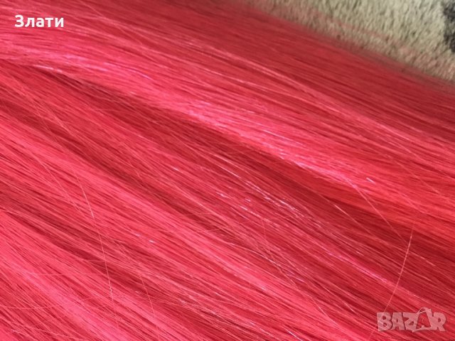 Промо-Уникална,естествена,розова коса,двойна плътност!Готова за поставяне!, снимка 6 - Аксесоари за коса - 17737058