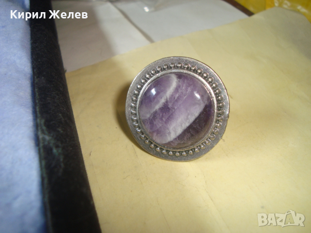 СКЪПОЦНЕН ПОСРЕБРЕН МОДЕН ХЕНД - МЕЙД АРТ РЕГУЛИРУЕМ ПРЪСТЕН с ГОЛЯМ ШЛИФОВАН АМЕТИСТ 60981, снимка 14 - Пръстени - 36410544