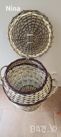 Плетен кош с капак за пране, снимка 5 - Други стоки за дома - 53495295