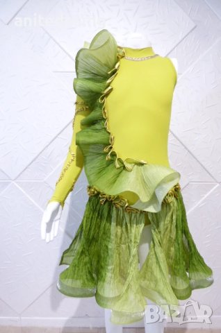 Детска рокля за спортни танци в зелен цвят, снимка 7 - Детски рокли и поли - 50661700