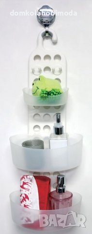 Етажерка за баня Пластмасов бял 3 рафта и 4 куки,61см