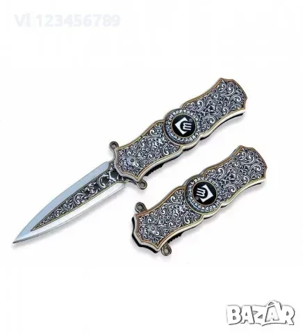 Полуавтоматичен двуостър нож CHONGMING 90х155, снимка 2 - Ножове - 50675467