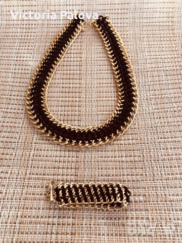 Разкошно колие и гривна.Синджир и кожа