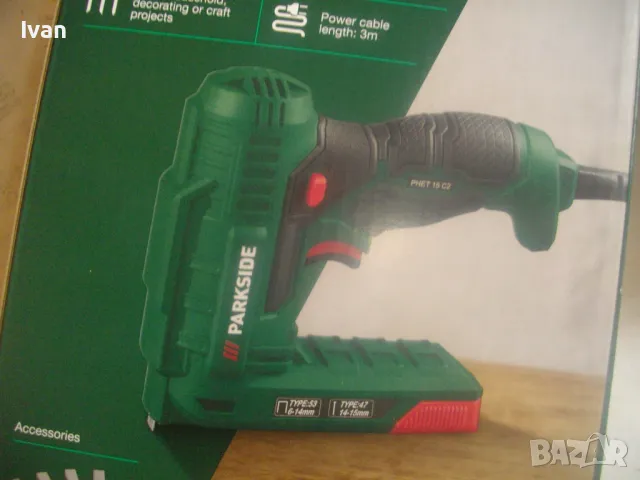 НОВ ЕЛЕКТРИЧЕСКИ КОМБИНИРАН ТАКЕР СКОБИ 6-14мм ПИРОНИ 14-15мм ПЪЛЕН КОМПЛЕКТ PARKSIDE PHET 15C2, снимка 5 - Други инструменти - 49623828