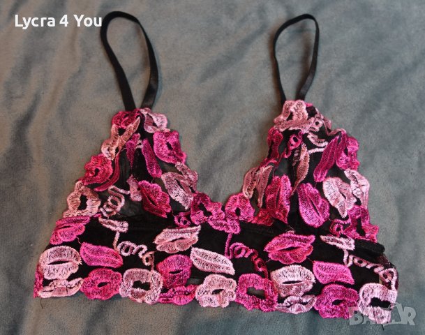 Ново прозрачно тюлено бюстиет/топ S размер на розови и лилави целувки, снимка 10 - Корсети, бюстиета, топове - 37944847