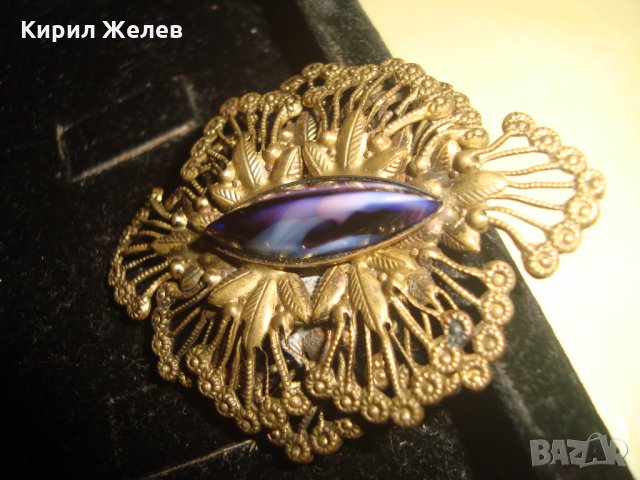 СТАРИННА БРОНЗОВА СКЪПОЦЕННА БРОШКА с МУРАНО СКЪПОЦЕННО ВЕНЕЦИАНСКО СТЪКЛО АРТ ДЕКО 22323, снимка 6 - Антикварни и старинни предмети - 33135753