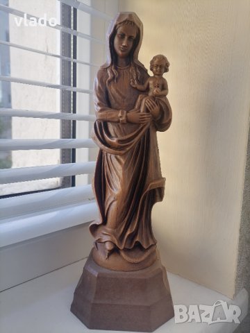 Дървена скулптура на Дева Мария с Младенеца Иисус - ПРОМО