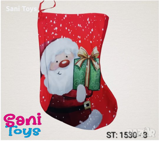 Коледен чорап 35 см, снимка 4 - Декорация за дома - 43184303