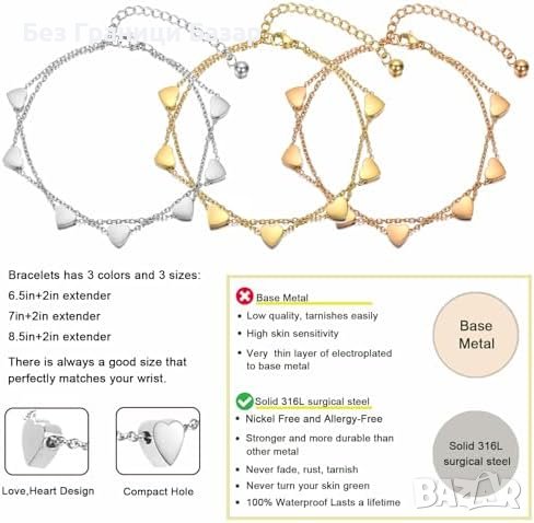 Нова Сребърна Луксозна гривна сърце Жени Подарък, снимка 6 - Гривни - 43362024