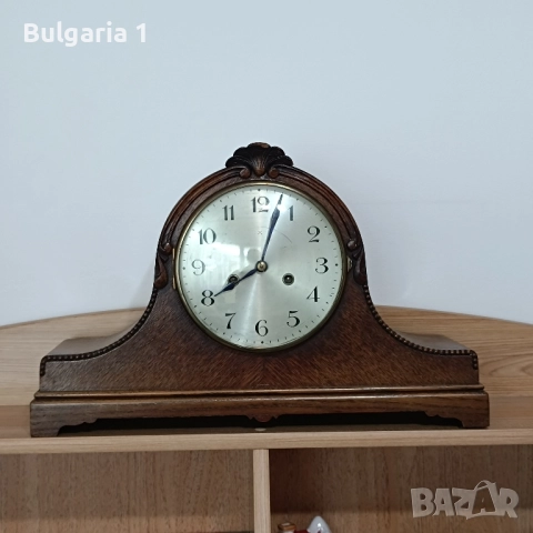 Немски настолен/каминен механичен часовник с махало Foreign Шварцвалд , снимка 4 - Антикварни и старинни предмети - 51897282