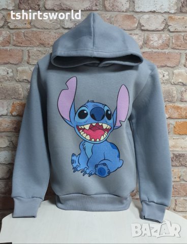 Нов детски суичър с дигитален печат Стич (Stitch) в тъмносив цвят, снимка 7 - Детски анцузи и суичери - 43377543