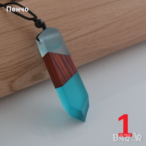 Нова мода дървена висулка смола колие за мъже и жени бижута плетено въже подарък ланец ланче медальо