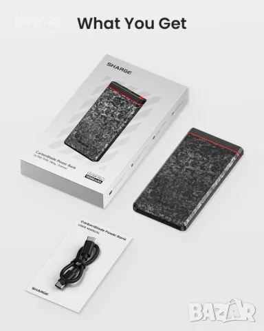 Външна батерия SHARGE CarbonBlade Power Bank, 10000mAh, 22,5 W, QC & PD3.0, USB-C и USB-A, снимка 6 - Външни батерии - 49334759