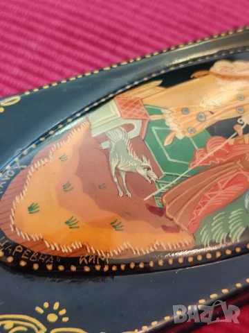 Стара руска лакирана кутийка, авторска, СССР. , снимка 11 - Антикварни и старинни предмети - 50641240