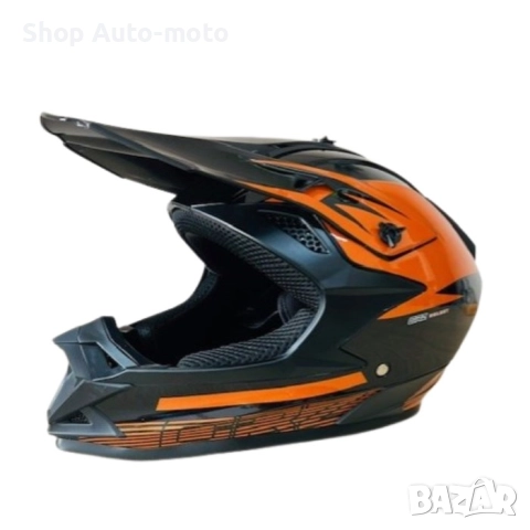 Кросова каска Automat, За мотор, Атв, Вело, S и M размер, Черен/оранжев, снимка 2 - Аксесоари и консумативи - 51499522