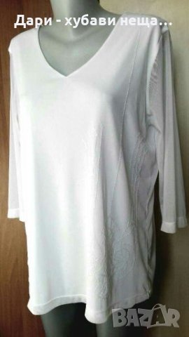 Бяла блуза с прозрачни ръкави и лека украса🍀❤XL,2XL🍀❤арт.2048, снимка 1 - Блузи с дълъг ръкав и пуловери - 33588754