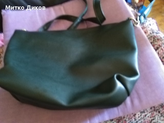 Женска кожена чанта нова маслено зелена 31х21х10см, снимка 5 - Чанти - 43560558