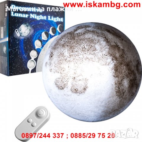Нощна лампа Луна Tevo, С дистанционно, Стенна, снимка 1 - Други стоки за дома - 28877077