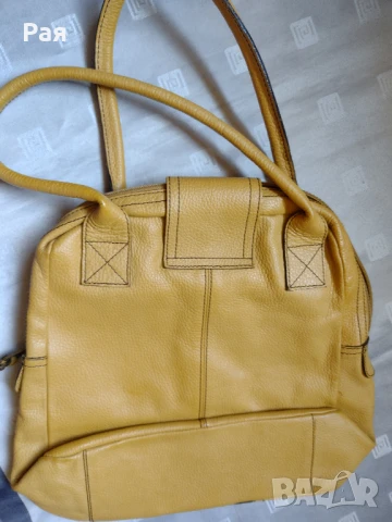 Дамска чанта , естествена кожа , цвят горчица LA Accessories, снимка 4 - Чанти - 50665339