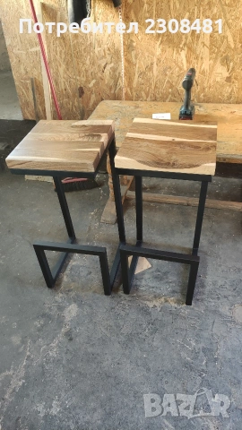 бар столове от масив и желязо , снимка 5 - Столове - 53535024